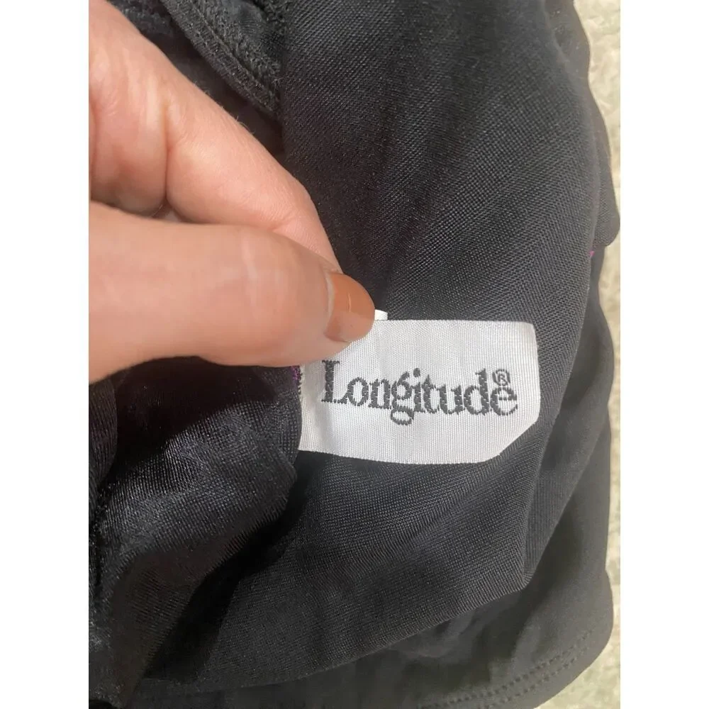 Longitude Womens Size 14 Black Pink One-Piece Swimsuit Stripes Tummy Control